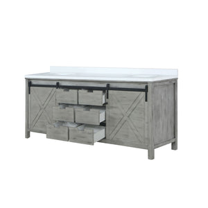 English Elm Ash Grey Double Bath Vanity With Cultured Marble Top - Spacious, Stylish & Soft-Close Drawers, 80 In. B2731P260159