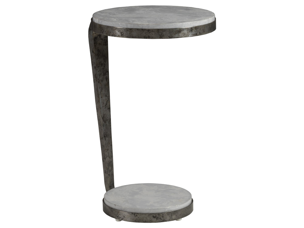 Lexington Artistica Home Otto Round Spot Table - Unique Hand-shaped Iron Pedestal With Gray Scagliola Stone Top For Your Home Natural Iron Wood 2159-955