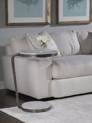 Lexington Artistica Home Otto Round Spot Table - Unique Hand-shaped Iron Pedestal With Gray Scagliola Stone Top For Your Home Natural Iron Wood 2159-955