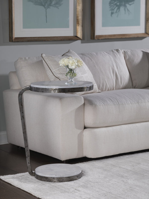 Lexington Artistica Home Otto Round Spot Table - Unique Hand-shaped Iron Pedestal With Gray Scagliola Stone Top For Your Home Natural Iron Wood 2159-955