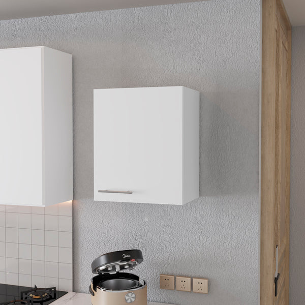 English Elm So- So- Hi Wall Cabinet Melamine One Door White - Compact 2-Shelf Wall-Mounted Kitchen Organizer B128P237140