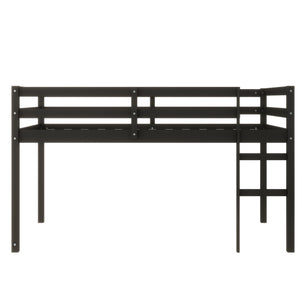 English Elm Solid Twin Loft Bed with Ladder and Reinforced Slats for Storage-Friendly, Space-Saving Bedrooms Black W504P190956
