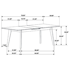 English Elm Spivey Mid-century Faux Marble Extendable Dining Set with Wishbone Chairs Seats Four B062S01471