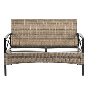 English Elm Patio Four-Piece Wicker Furniture Set - Stylish Outdoor Seating With Plush Cushions & Metal Table W1703S00031-GIGA