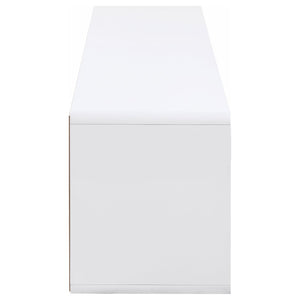 English Elm Cordova Glossy White Low Profile Tv Stand with Dual Drawers for Modern Living Rooms B062P441136