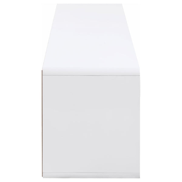 English Elm Cordova Glossy White Low Profile Tv Stand with Dual Drawers for Modern Living Rooms B062P441136
