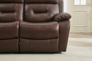 English Elm Genuine Leather Reclining Loveseat Tufted Back Overstuffed Arms Slim Metal Legs W1896S00011