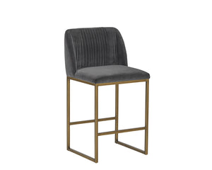 Sunpan Nevin Modern Counter Stool - Stylish Comfort with Antique Brass Legs, Perfect for Any Space Shadow Grey