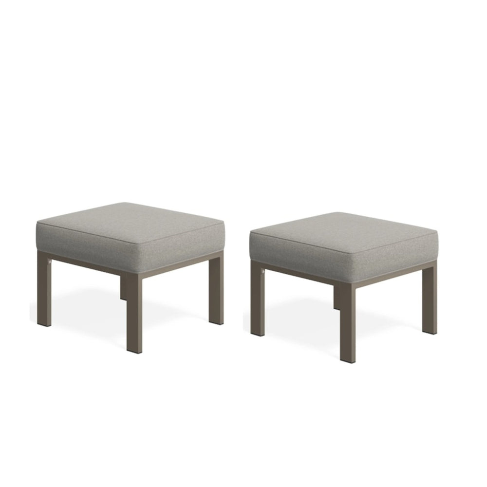 English Elm Set of 2 Outdoor Square Iron Ottomans with Thick Olefin Cushions for Patio Lounge Light Khaki+Beige B082P455118