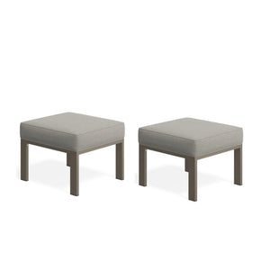 English Elm Set of 2 Outdoor Square Iron Ottomans with Thick Olefin Cushions for Patio Lounge Light Khaki+Beige B082P455118