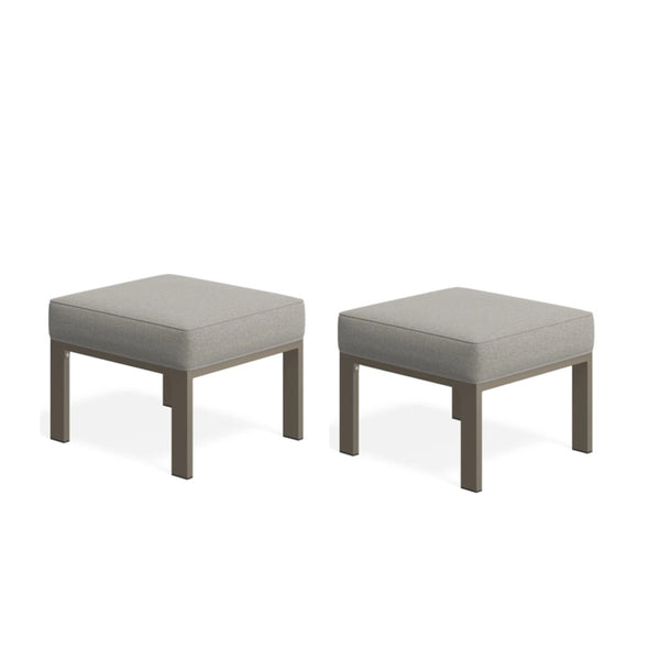 English Elm Set of 2 Outdoor Square Iron Ottomans with Thick Olefin Cushions for Patio Lounge Light Khaki+Beige B082P455118