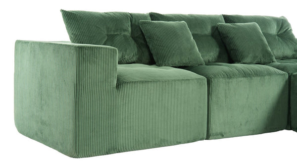 English Elm 101" Modular Cloud Sectional Corduroy Upholstered Sofa Reversible Chaise Living Room Green W1170S00055