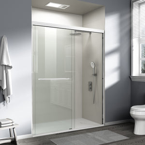 English Elm 56" Semi-frameless Bypass Shower Door Tempered Glass White Aluminum Walk-in W1920S00201