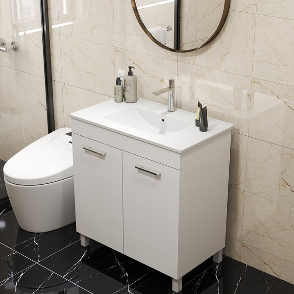 English Elm 32-Inch Floor-Mounted Bathroom Vanity With Sink Combo - Elegant Design, Soft-Close Doors, Adjustable Feet W3151S00031