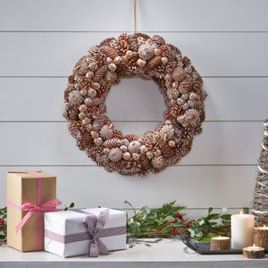 Christopher Knight Home® - Noble House - 18.5" Pine Cone and Glitter Unlit Artificial Christmas Wreath