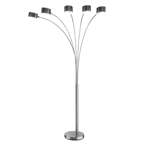 English Elm 5 Arm Chrome Arc Floor Lamp with Drum Shades Mid Century Living Room Light B056P416913