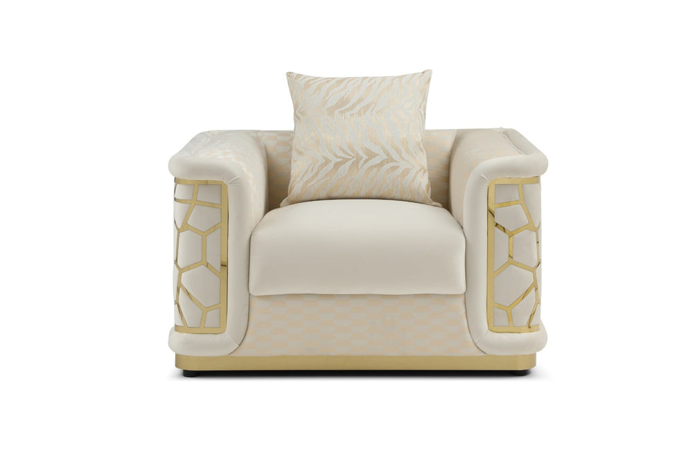 English Elm Talia Art Deco Accent Chair Hardwood Frame Structured Back Geometric Living Room Ivory B078P301558