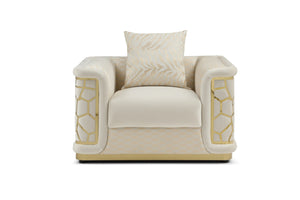 English Elm Talia Art Deco Accent Chair Hardwood Frame Structured Back Geometric Living Room Ivory B078P301558