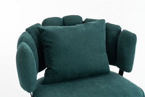 English Elm Decorative Chenille Barrel Tub Chair with Pocket Coil Cushion for Cozy Reading Nooks Green W5188P462020
