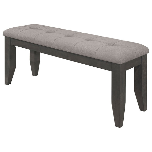 English Elm Erskin Button Tufted Upholstered Bench Rubberwood Frame Slim Dining Room Seat B062P441082