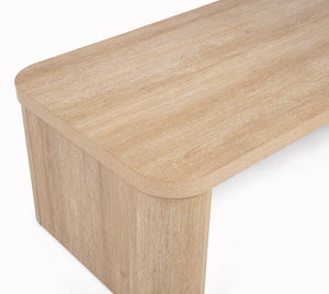 English Elm 3pc Mid-Century Inspired 3-Piece Coffee & End Table Set with Warm Wood Finish, Curved Edges, Casters B2741P369385