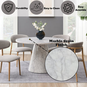 English Elm Kacey Stone Gray Engineered Stone Round Dining Table with Marble Grain Finish, 25mm Top, 29" Clearance B2726S00067