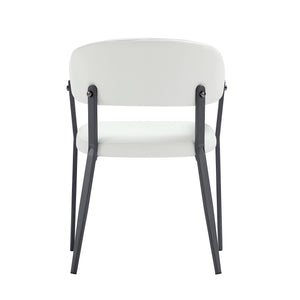 English Elm Belle Metal Upholstered Dining Chair with Foam Seat, Curved Backrest, Stitched Leatherette Comfort White B365P397755