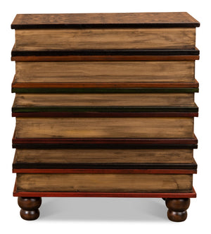 Sarreid Florentine Books Chairside Chest – Elegant Four-drawer Design In Premium Leather & Wood Finish Multicolor  21619