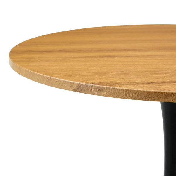 English Elm Round Faux Marble Tulip Pedestal Dining Table Mid Century Modern for Small Bistro Spaces Black,Wood W2920P405350