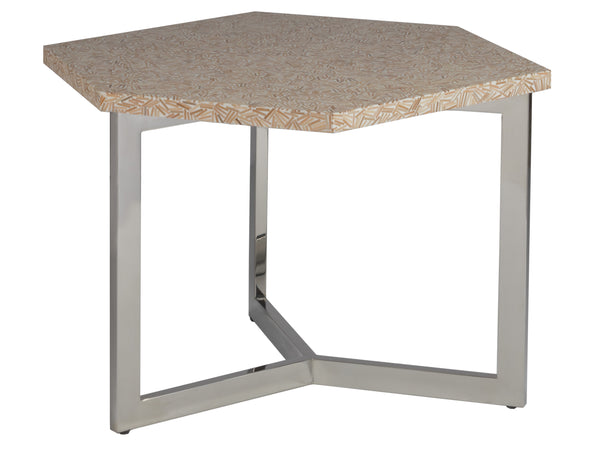 Lexington Artistica Home Inamorata Unique Hexagonal Bunching Table With Rattan And Resin Design For Modern Home Décor Stainless Steel Wood 2163-952