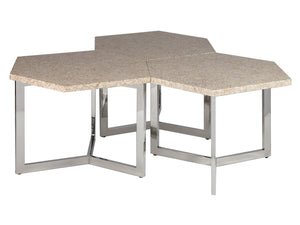 Lexington Artistica Home Inamorata Unique Hexagonal Bunching Table With Rattan And Resin Design For Modern Home Décor Stainless Steel Wood 2163-952