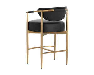 Sunpan Heloise Counter Stool - Elegant Faux Leather Design With Gold Stainless Steel For Modern Dining Spaces Black Faux Leather 111935