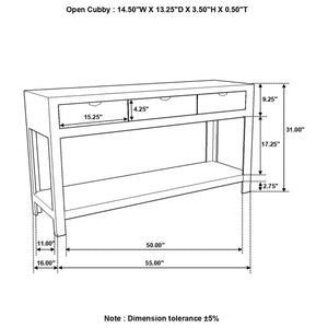 English Elm Tucker Sheesham 3-Drawer Console Table in Natural Finish with Lower Shelf, Timeless Organic Grain Storage B062P331109