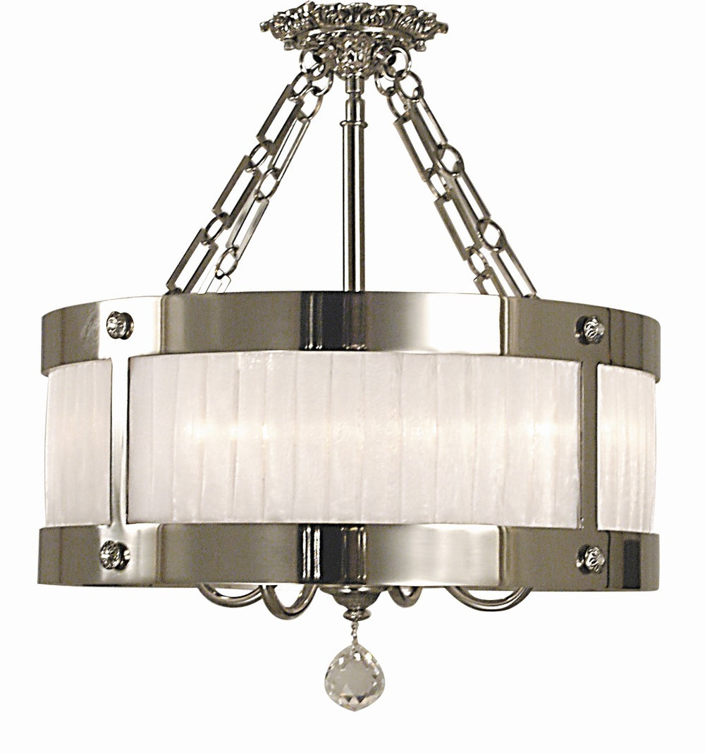 Framburg 5-light Elegant Polished Silver Astor Flush/Semi-flush Mount - Handcrafted Usa Design With Pleated Shade Polished Silver Metal 2164 Ps
