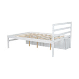 English Elm Full Size Wood Platform Bed With Removable Storage Shelves, Built-In Two Storage Drawers For Added Convenience, White