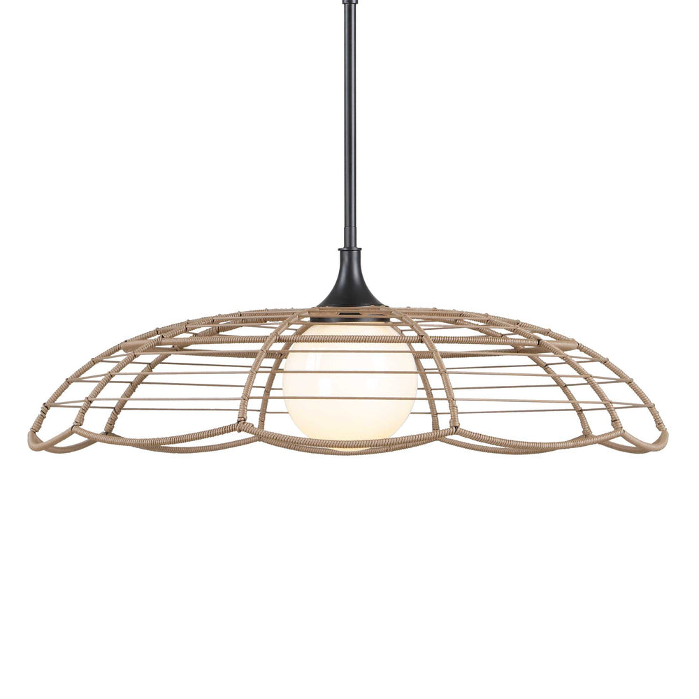 Uttermost Uttermost Lakeside Rattan Scalloped Pendant Light for Coastal Patios and Covered Porches 21655