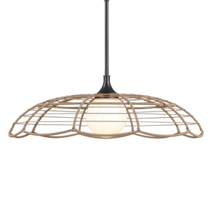 Uttermost Uttermost Lakeside Rattan Scalloped Pendant Light for Coastal Patios and Covered Porches 21655