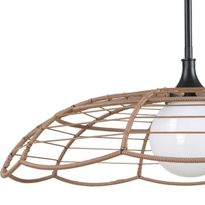 Uttermost Lakeside Rattan Scalloped Pendant Light for Coastal Patios and Covered Porches