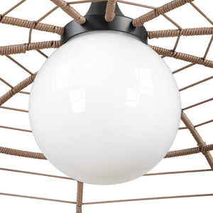 Uttermost Lakeside Rattan Scalloped Pendant Light for Coastal Patios and Covered Porches