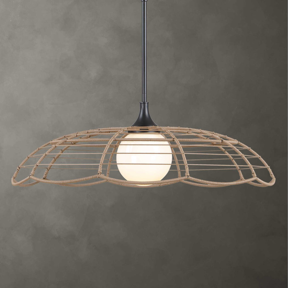 Uttermost Uttermost Lakeside Rattan Scalloped Pendant Light for Coastal Patios and Covered Porches 21655