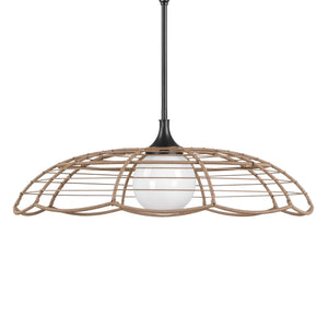 Uttermost Lakeside Rattan Scalloped Pendant Light for Coastal Patios and Covered Porches