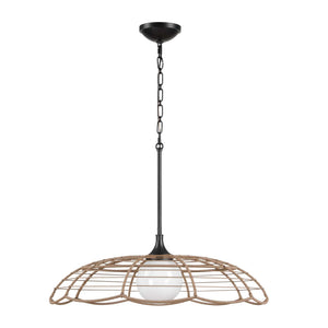 Uttermost Lakeside Rattan Scalloped Pendant Light for Coastal Patios and Covered Porches