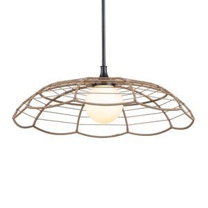 Uttermost Lakeside Rattan Scalloped Pendant Light for Coastal Patios and Covered Porches