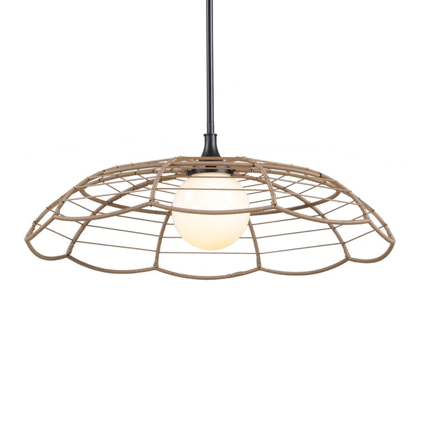 Uttermost Lakeside Rattan Scalloped Pendant Light for Coastal Patios and Covered Porches