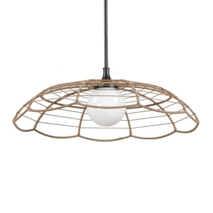 Uttermost Lakeside Rattan Scalloped Pendant Light for Coastal Patios and Covered Porches