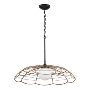 Uttermost Lakeside Rattan Scalloped Pendant Light for Coastal Patios and Covered Porches