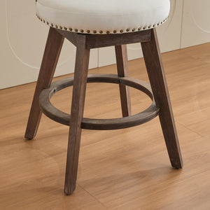 English Elm 26" Velvet Swivel Counter Stools Set of 2 with Tufted Back, Foam Cushion & Solid Wood Legs Beige W1143P362518