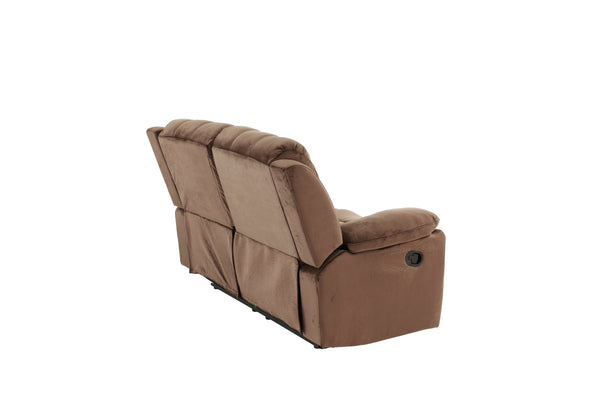 English Elm Motion Loveseat sleek bonded leather reclining sofa with solid wood frame and metal mechanism, luxe comfort for contemporary living spaces Chocolate 58 L x 31 W x 27 H B011P205571