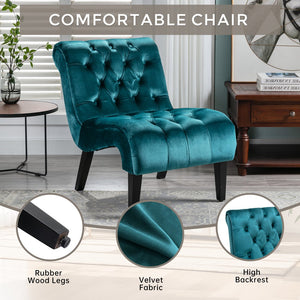 English Elm COOLMORE Velvet Armless Barrel Accent Chair with Solid Wood Frame, Plush Foam Upholstery, Stylish Living Room Seating Teal W39550125