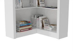 English Elm Corner 5-Tier Bookshelf White MDF – Space-Saving Corner Storage, Sturdy Durable Design for Home Study W3062P289213